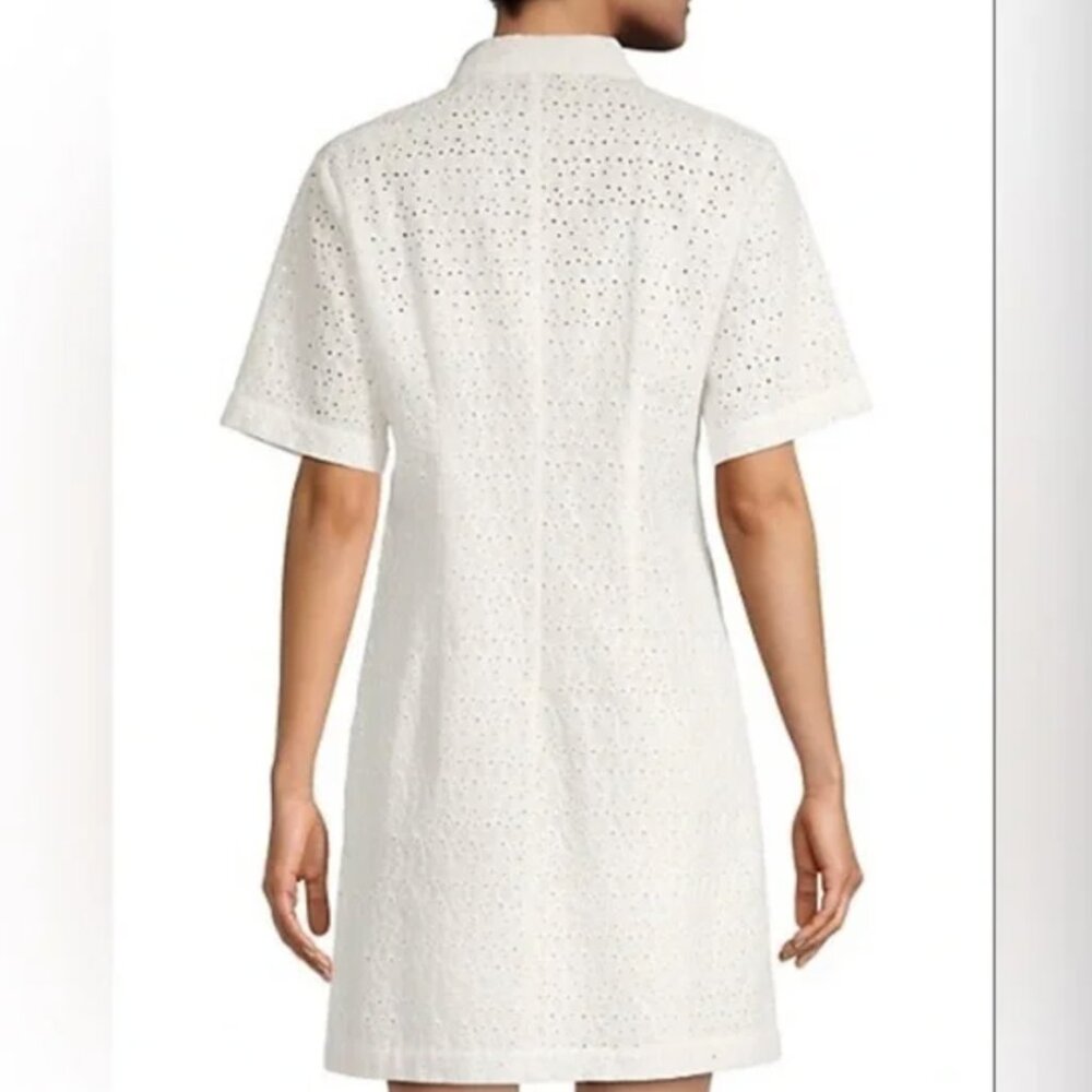 Rebecca Taylor Lea Eyelet White Shirt Dress Shirtdress Sz 6 - Full Moon NWT - Picture 9 of 9
